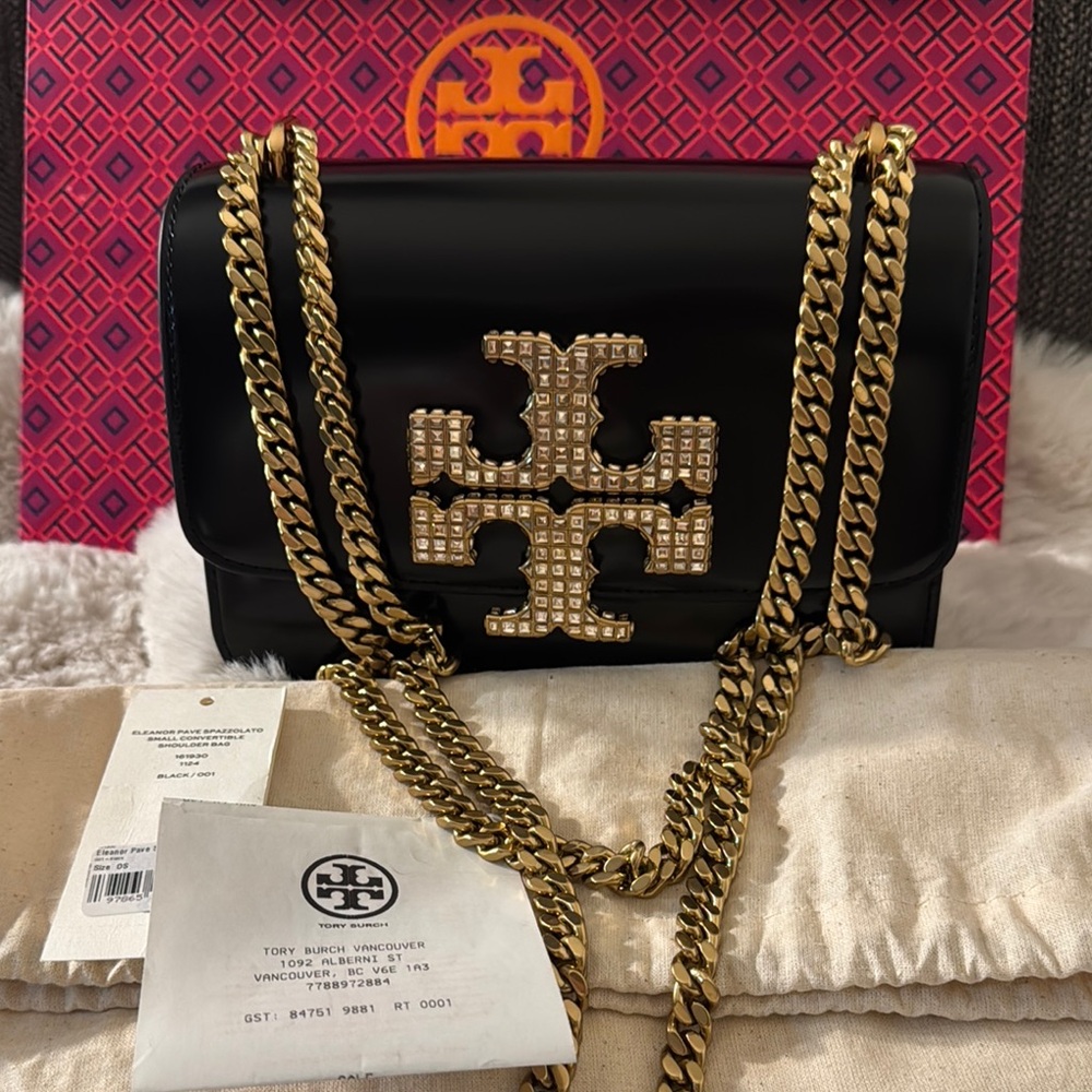 Tory Burch Black and Gold Shoulder Bag with Chain Strap
Used once